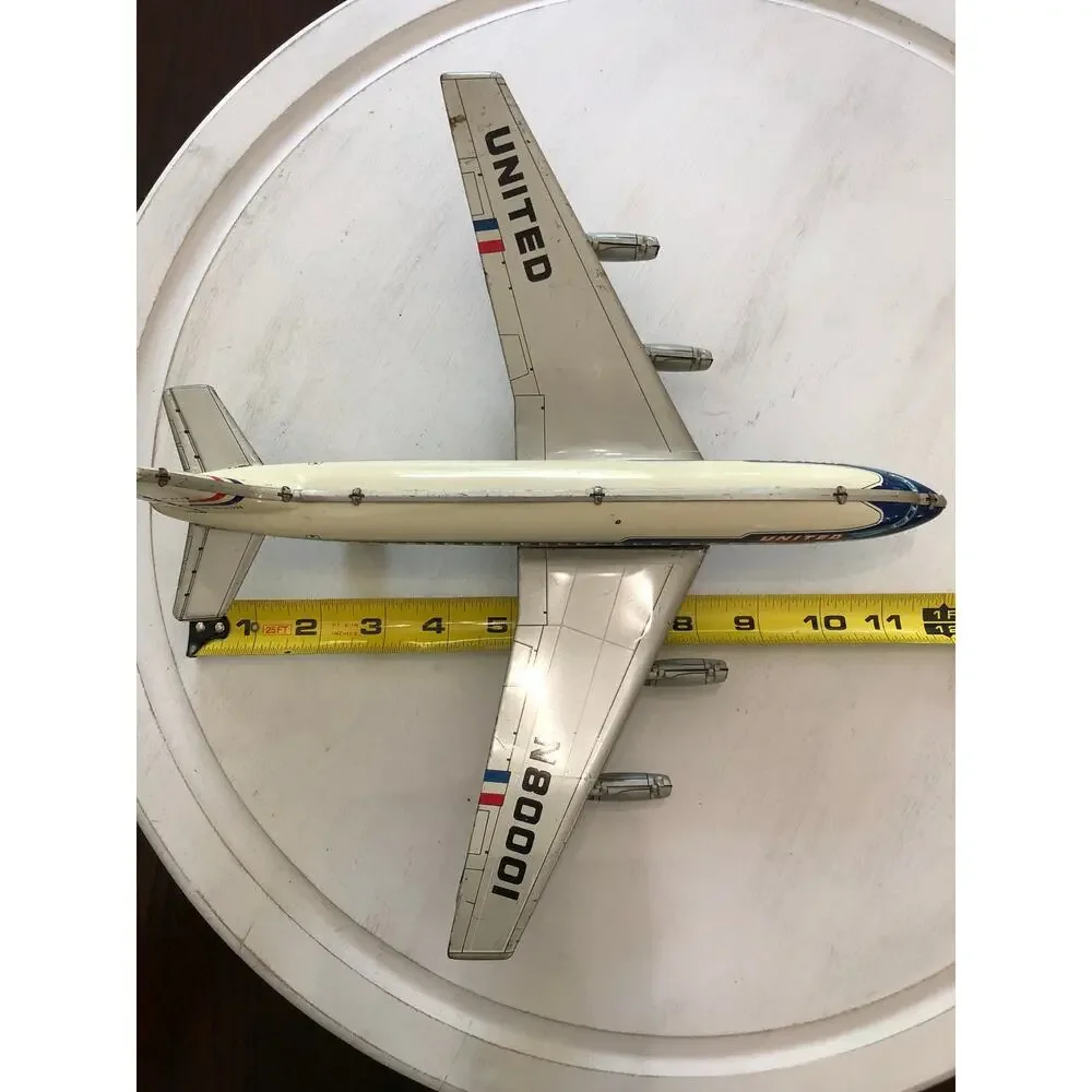 Vintage Japan Tin United Airlines Airplane Tin Toy United N80001 DC 8